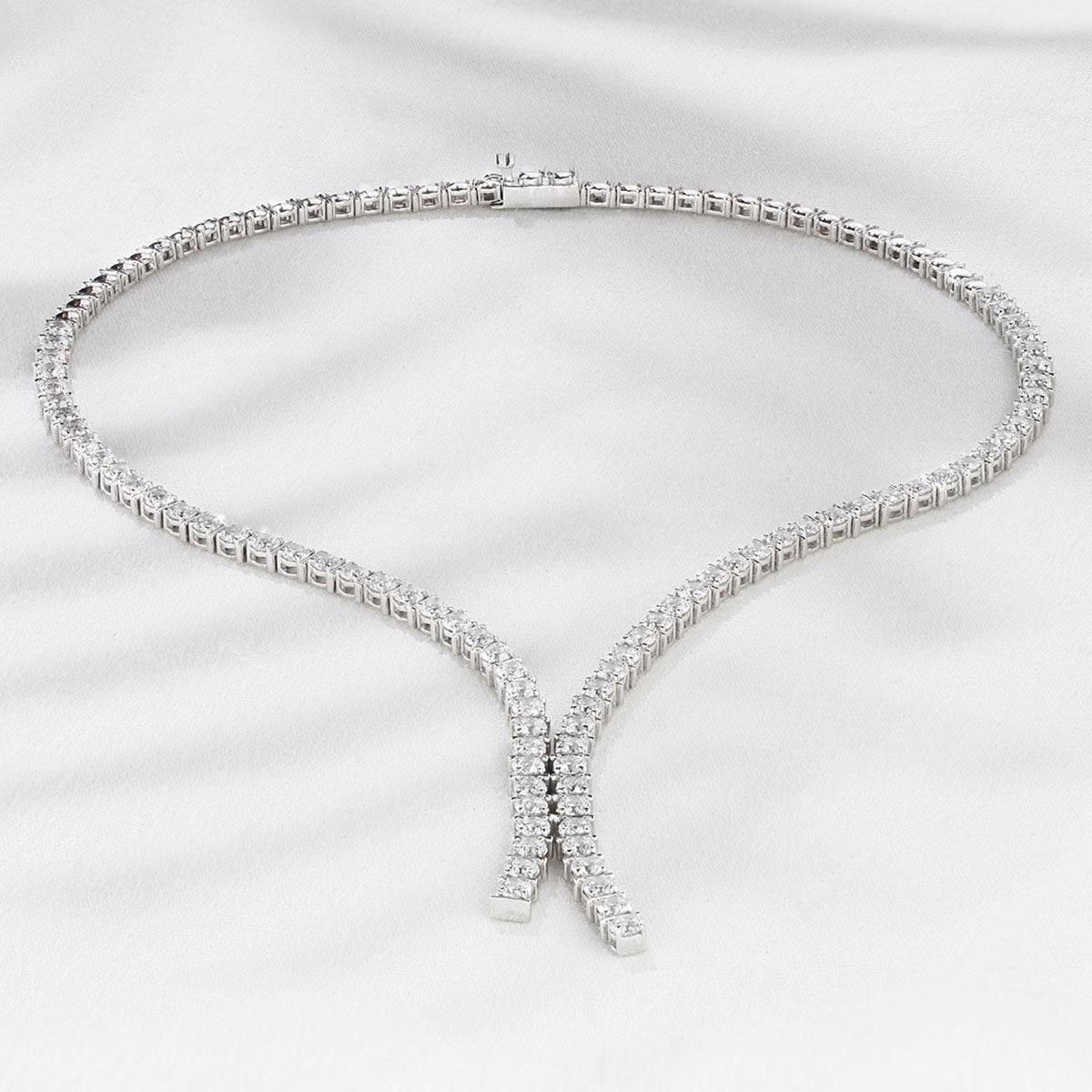 10.00ct Lab Diamond Drop Tennis Necklace in 9K White Gold F/VS