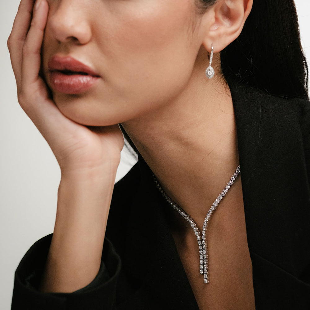 10.00ct Lab Diamond Drop Tennis Necklace in 9K White Gold F/VS