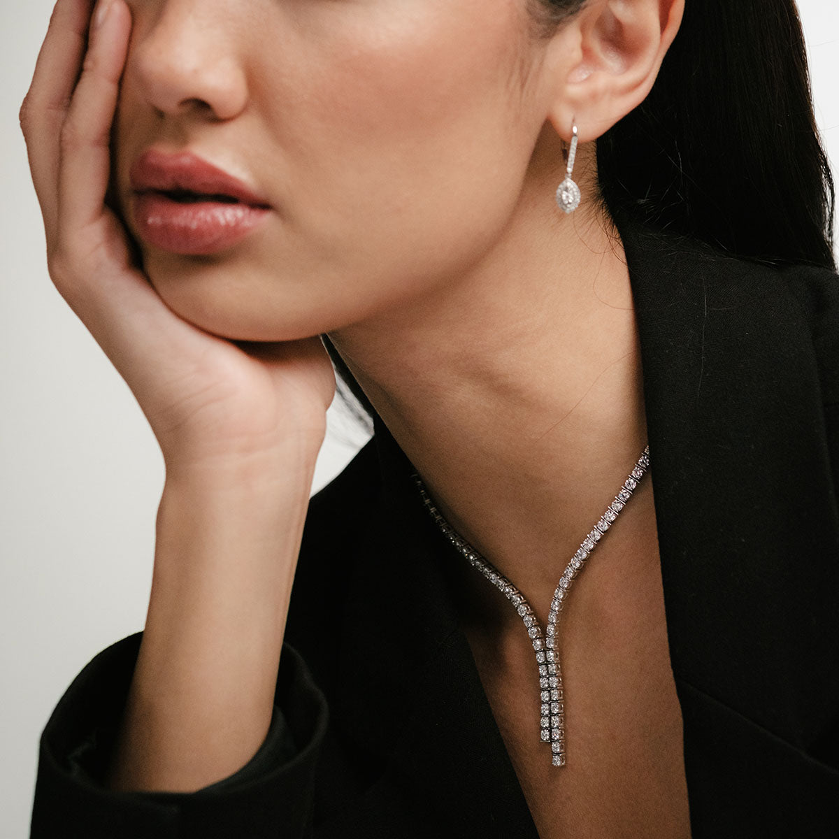 10.00ct Lab Diamond Drop Tennis Necklace in 9K White Gold F/VS