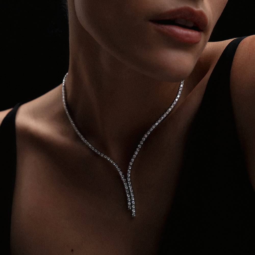 10.00ct Lab Diamond Drop Tennis Necklace in 9K White Gold F/VS