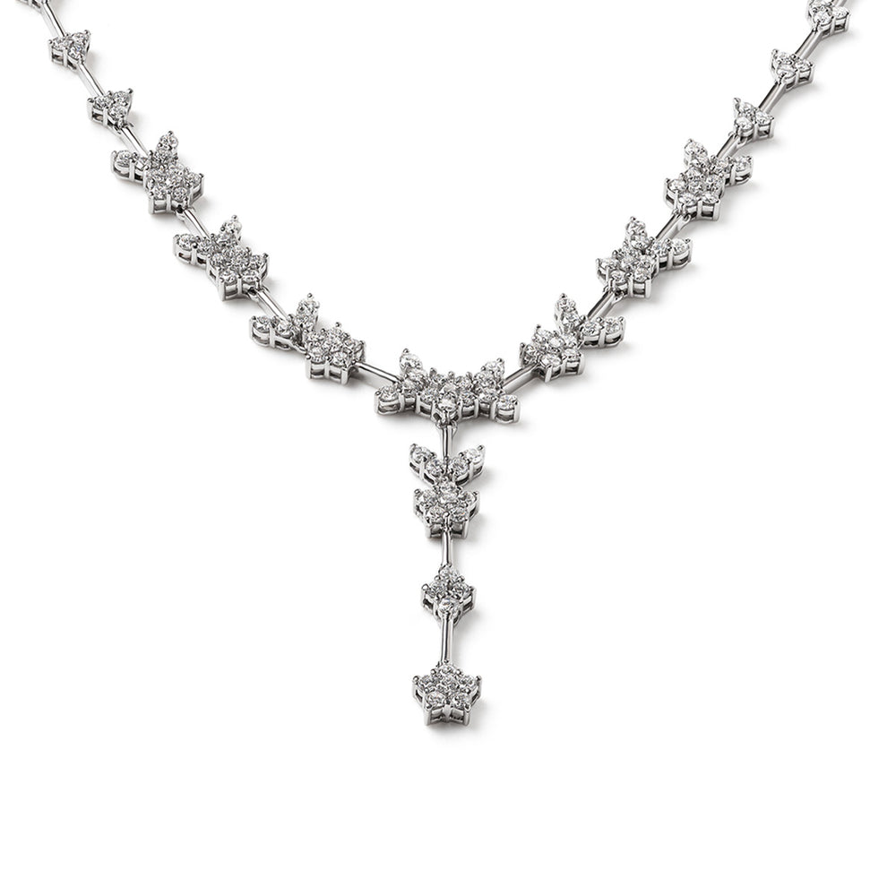 5.00ct Lab Diamond Flower Drop Necklace in 9K White Gold H/SI