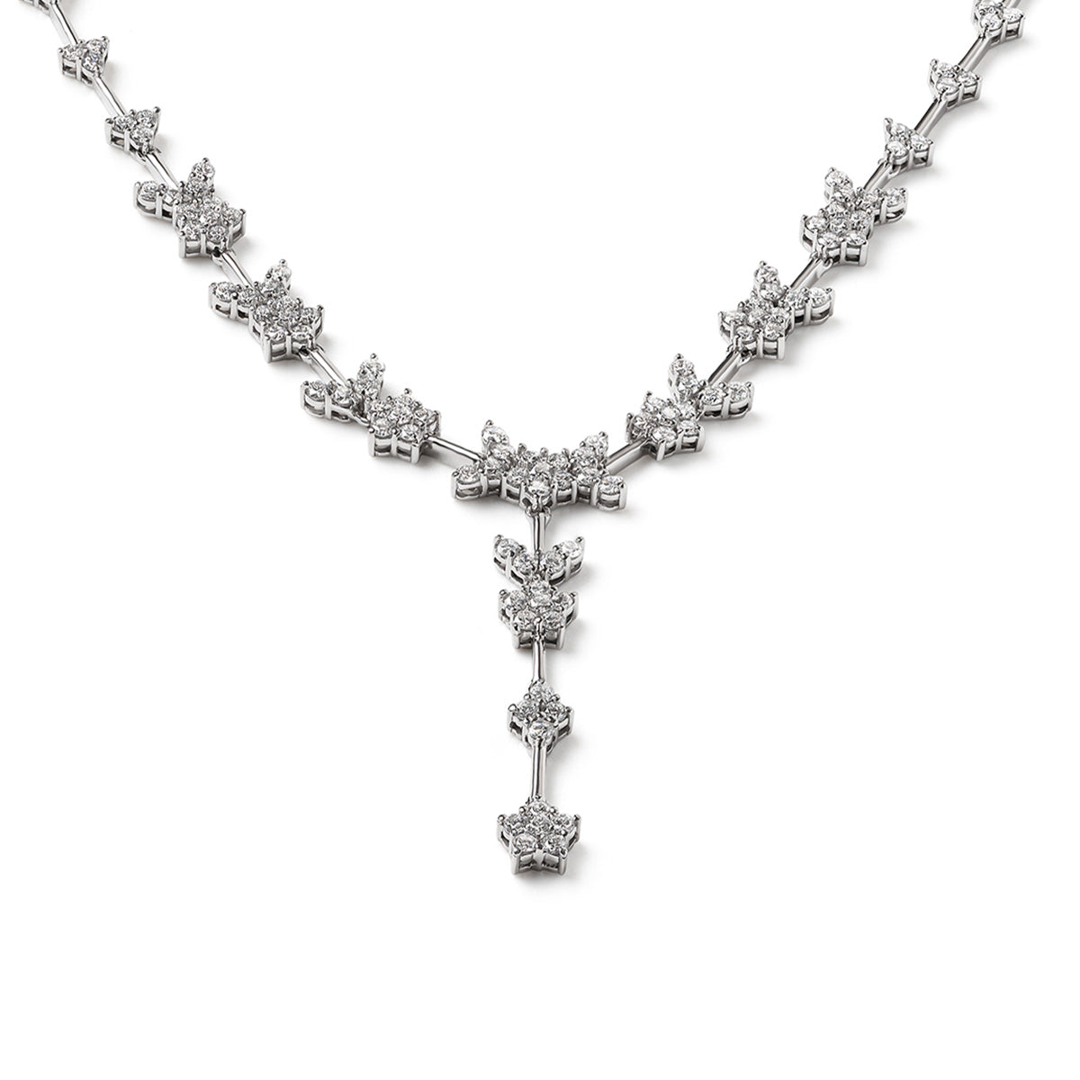 5.00ct Lab Diamond Flower Drop Necklace in 9K White Gold H/SI