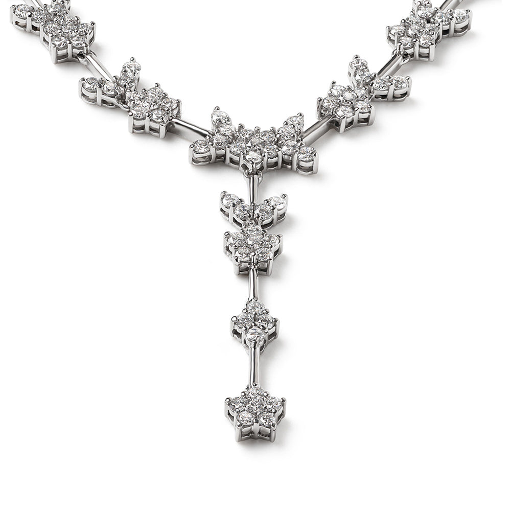 5.00ct Lab Diamond Flower Drop Necklace in 9K White Gold H/SI