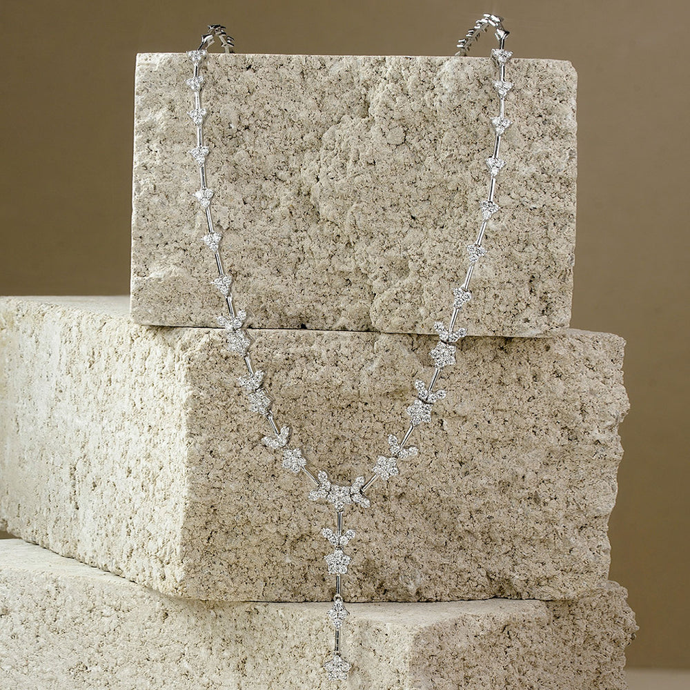 5.00ct Lab Diamond Flower Drop Necklace in 9K White Gold H/SI