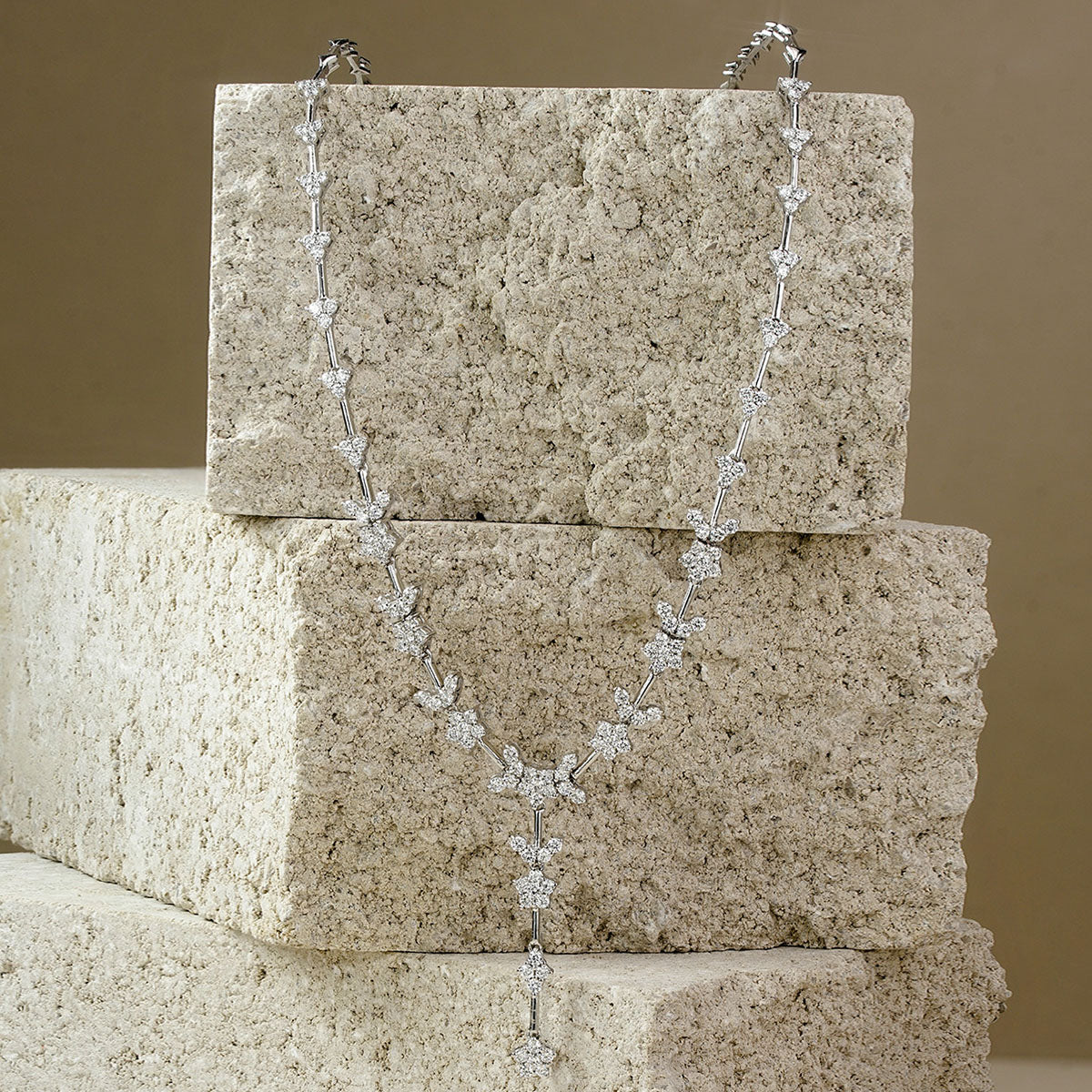 5.00ct Lab Diamond Flower Drop Necklace in 9K White Gold H/SI