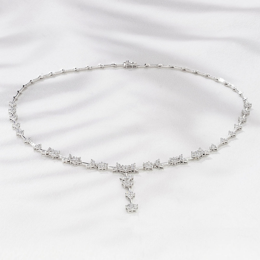 5.00ct Lab Diamond Flower Drop Necklace in 9K White Gold H/SI