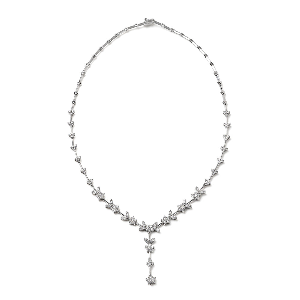 5.00ct Lab Diamond Flower Drop Necklace in 9K White Gold H/SI