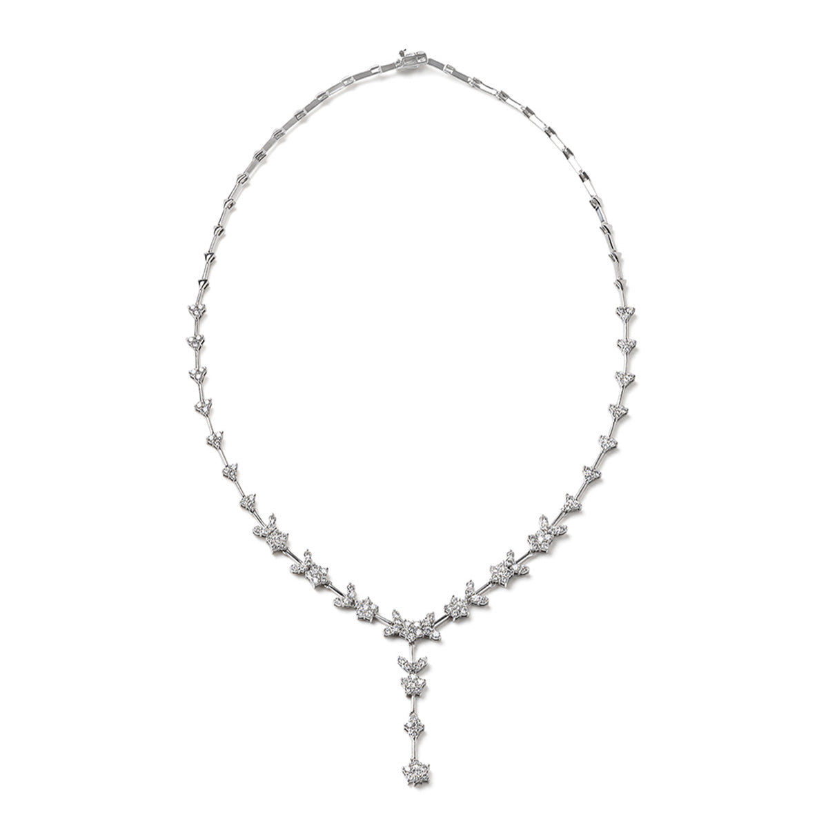 5.00ct Lab Diamond Flower Drop Necklace in 9K White Gold H/SI
