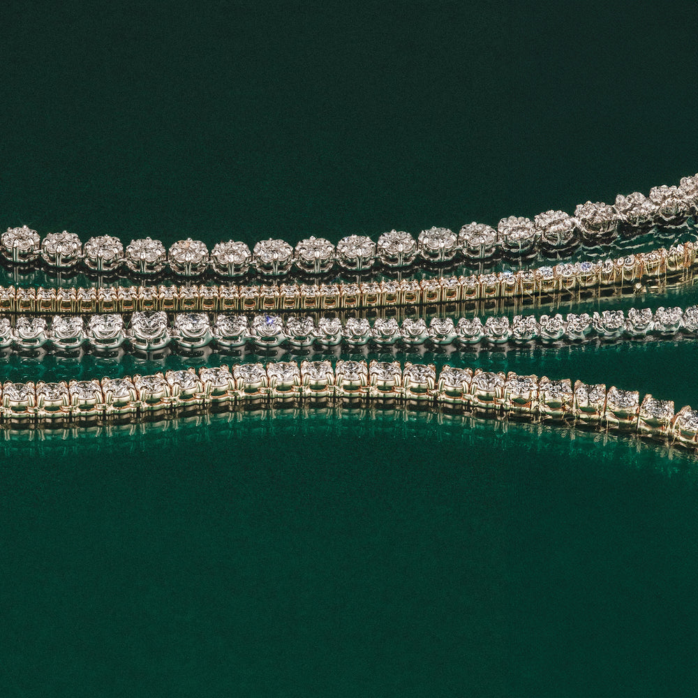 15.00ct Lab Diamond Tennis Necklace 3/4 Set in 9K Yellow Gold F/VS