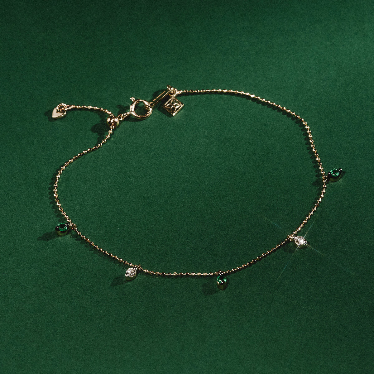 Vivara Lab Emerald and Lab Diamond Bracelet Set in 9K White Gold