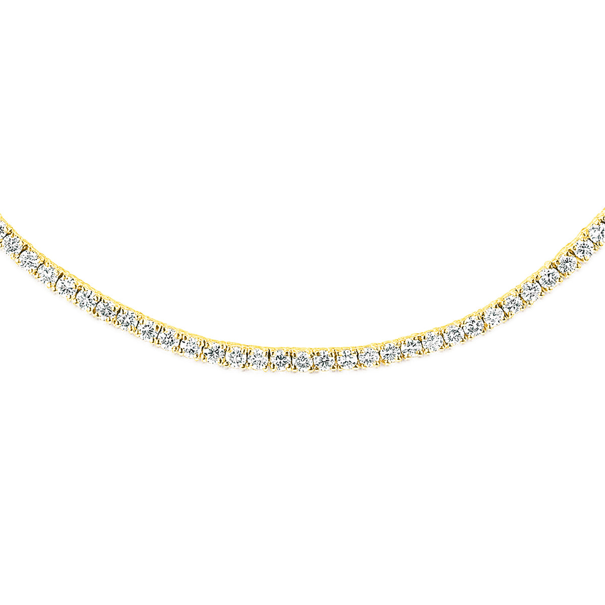 8.00ct Lab Diamond Tennis Necklace in 9K Yellow Gold F/VS