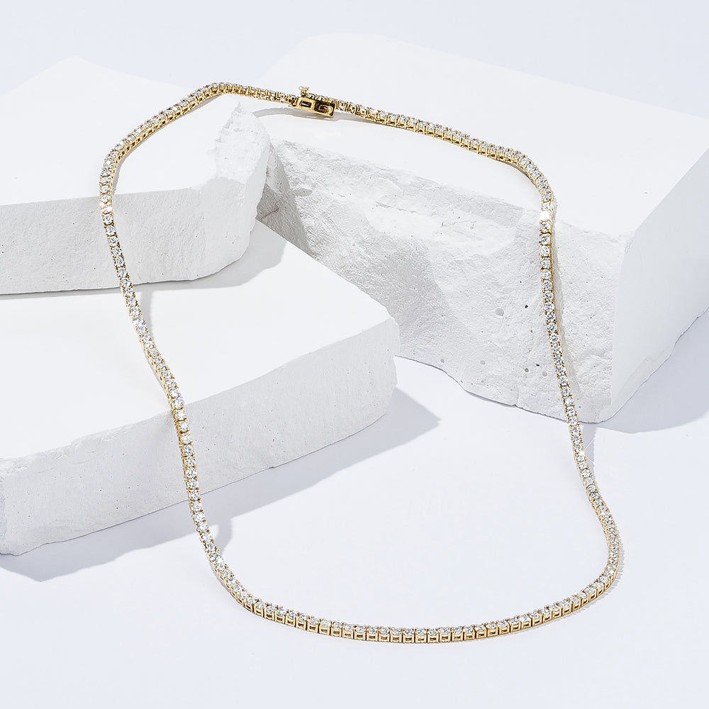8.00ct Lab Diamond Tennis Necklace in 9K Yellow Gold F/VS