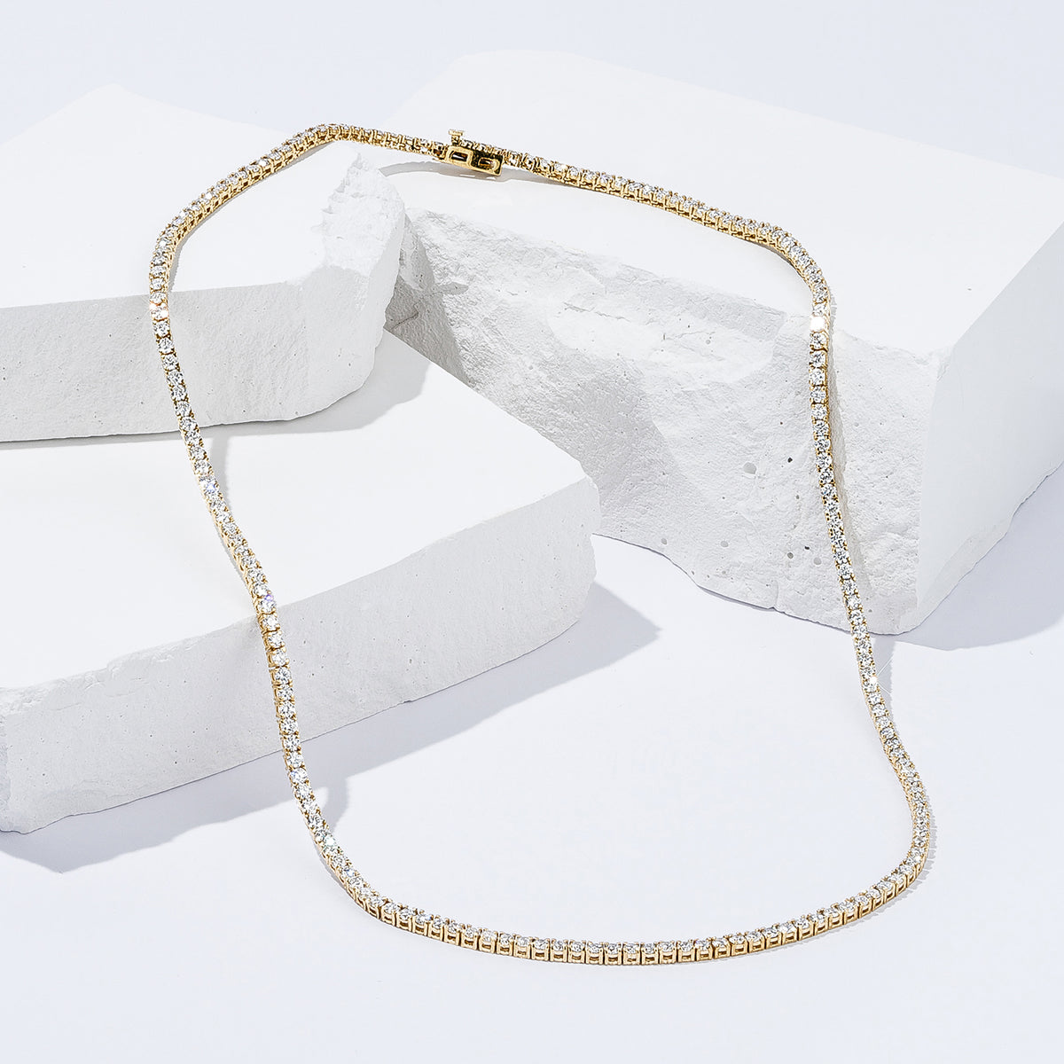 8.00ct Lab Diamond Tennis Necklace in 9K Yellow Gold F/VS
