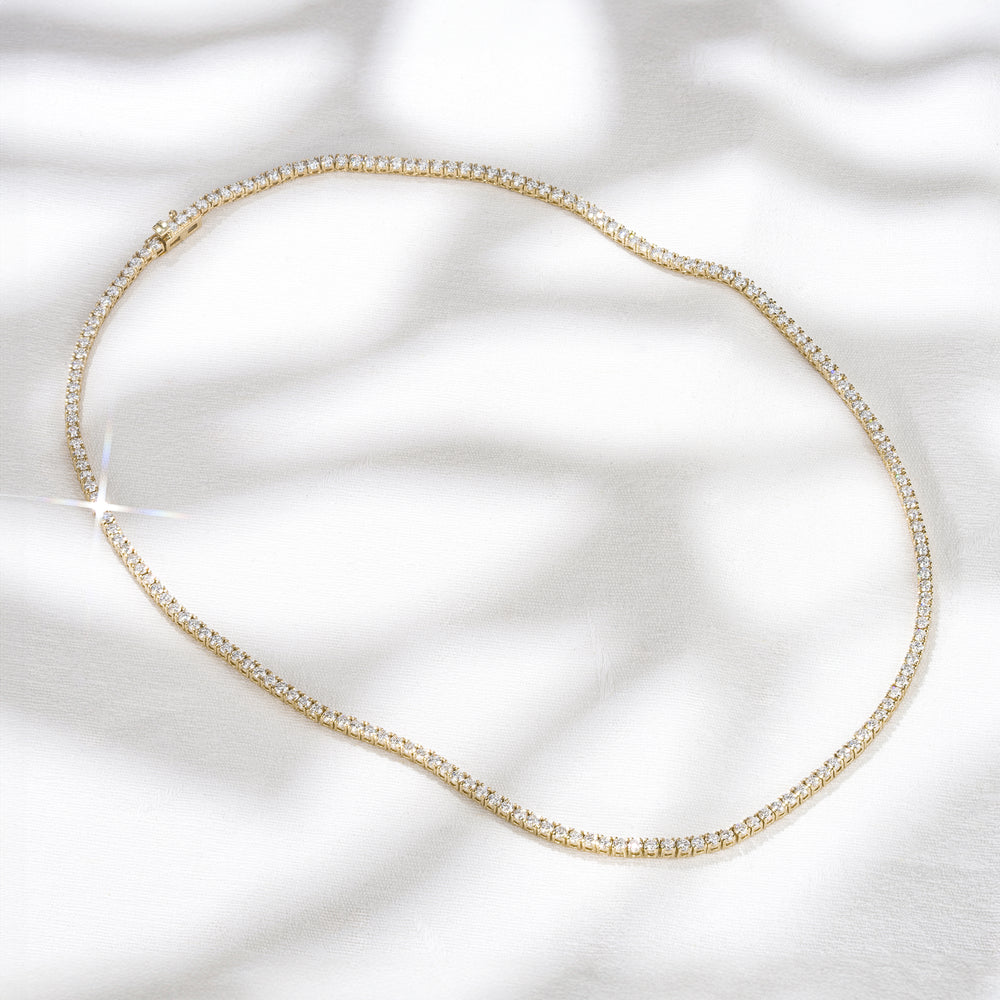 8.00ct Lab Diamond Tennis Necklace in 9K Yellow Gold F/VS