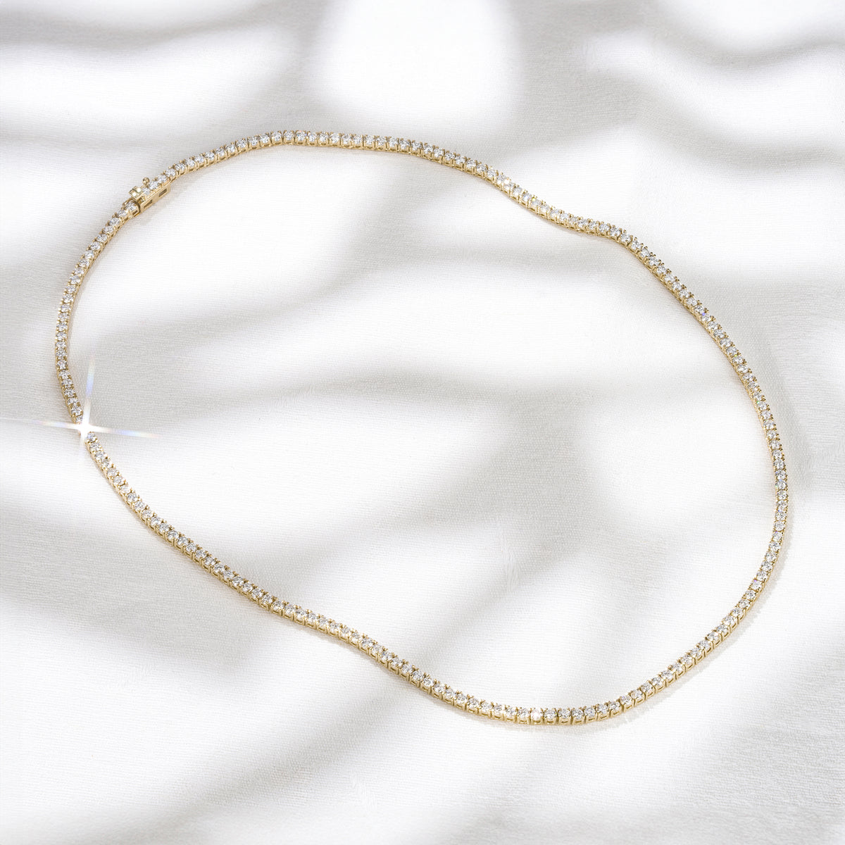 8.00ct Lab Diamond Tennis Necklace in 9K Yellow Gold F/VS