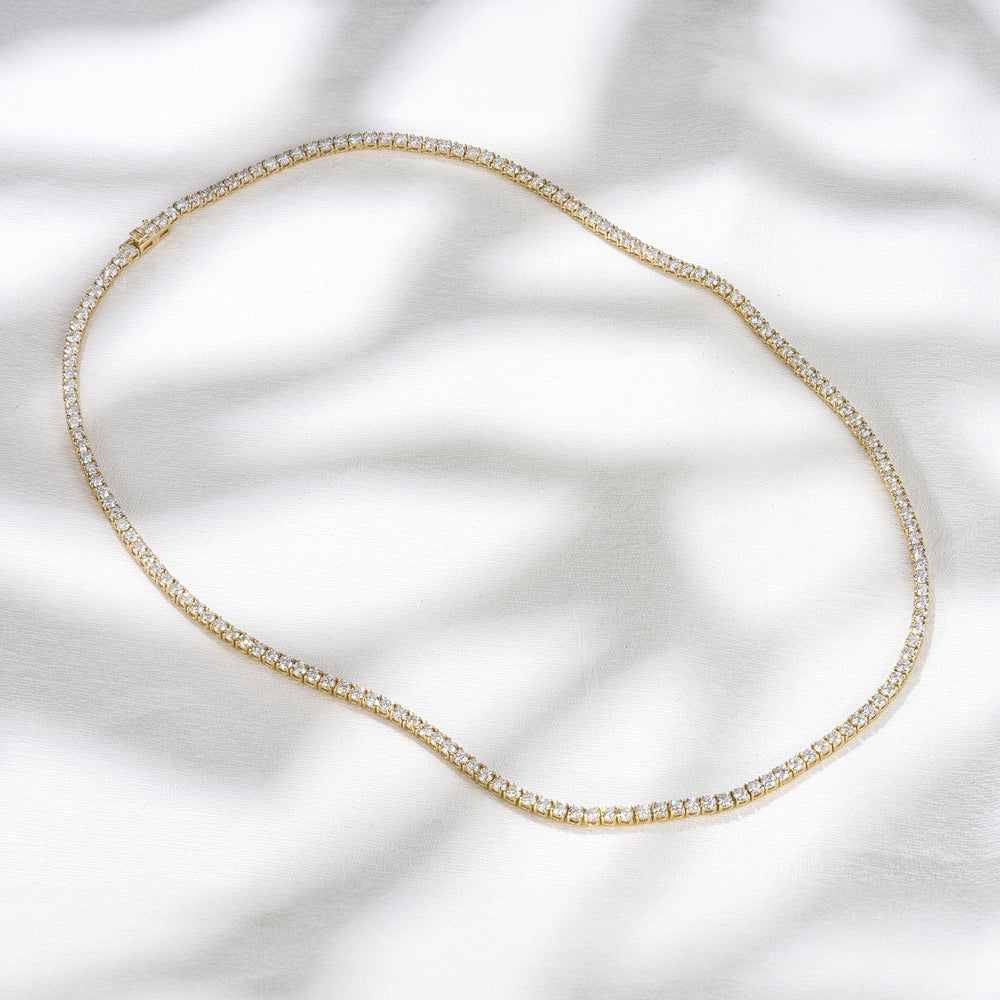 10.00ct Lab Diamond Tennis Necklace in 9K Yellow Gold F/VS