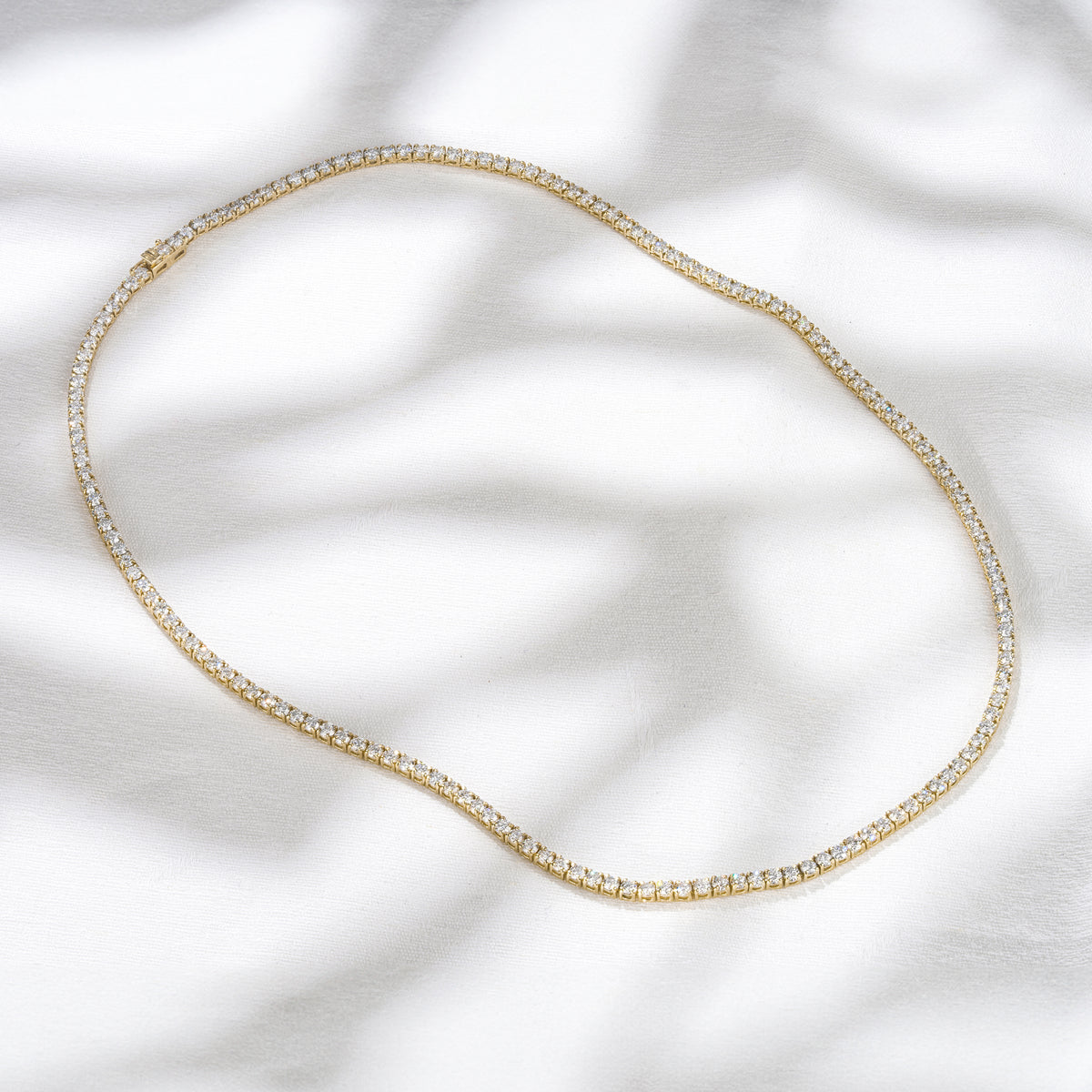 10.00ct Lab Diamond Tennis Necklace in 9K Yellow Gold F/VS