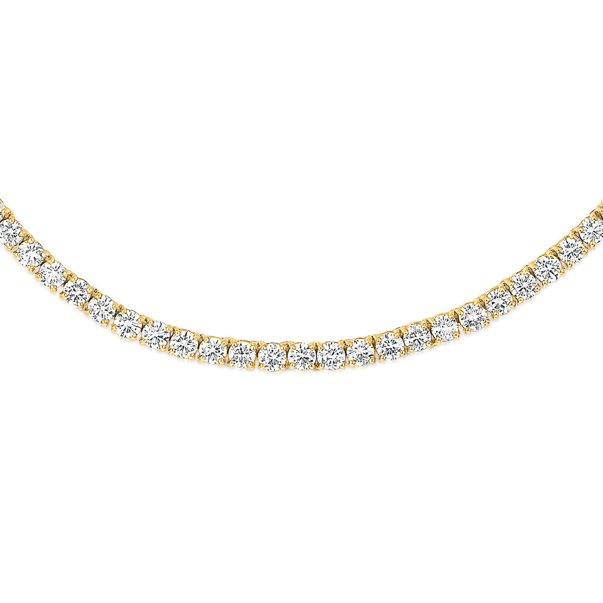 15.00ct Lab Diamond Tennis Necklace in 9K Yellow Gold F/VS