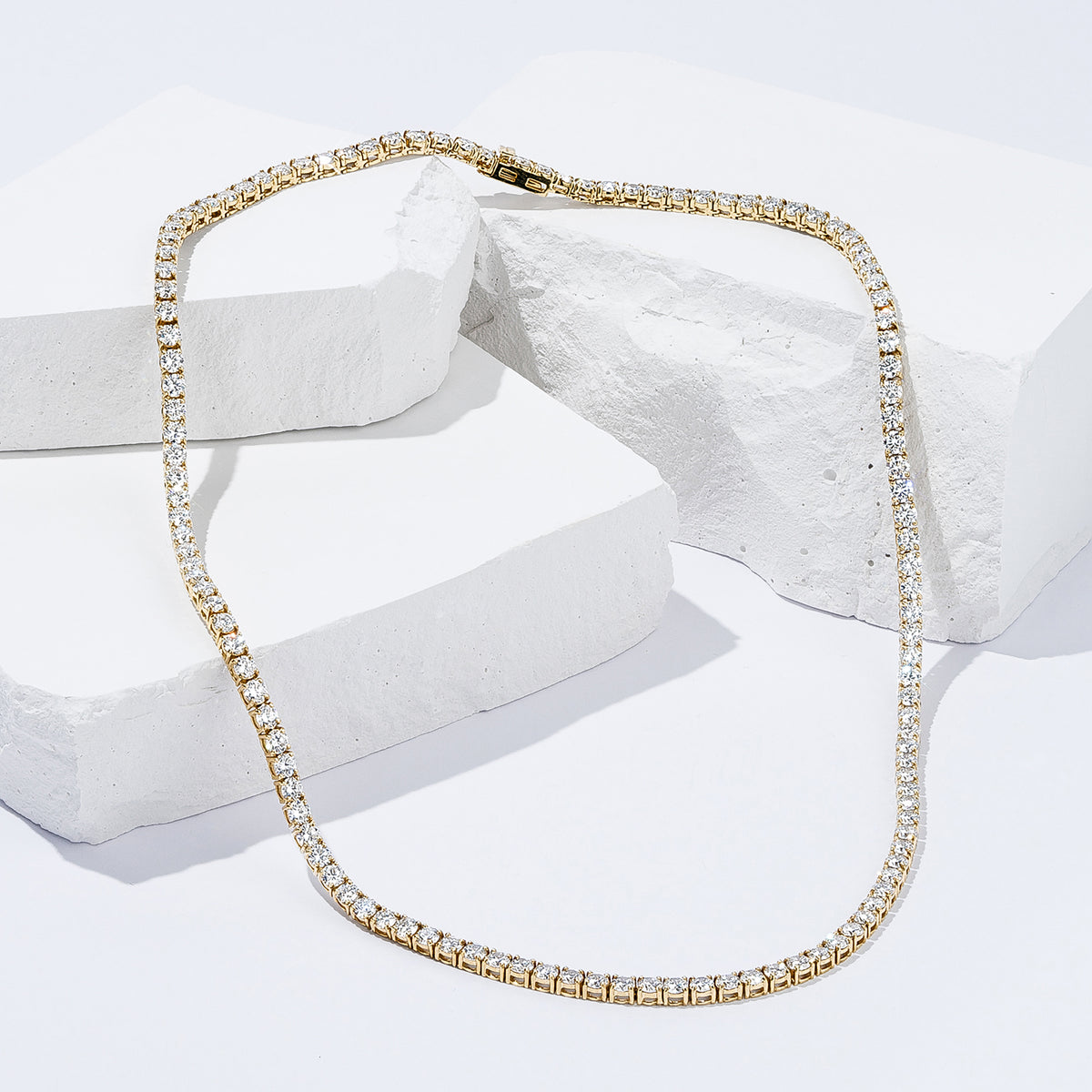 15.00ct Lab Diamond Tennis Necklace in 9K Yellow Gold F/VS