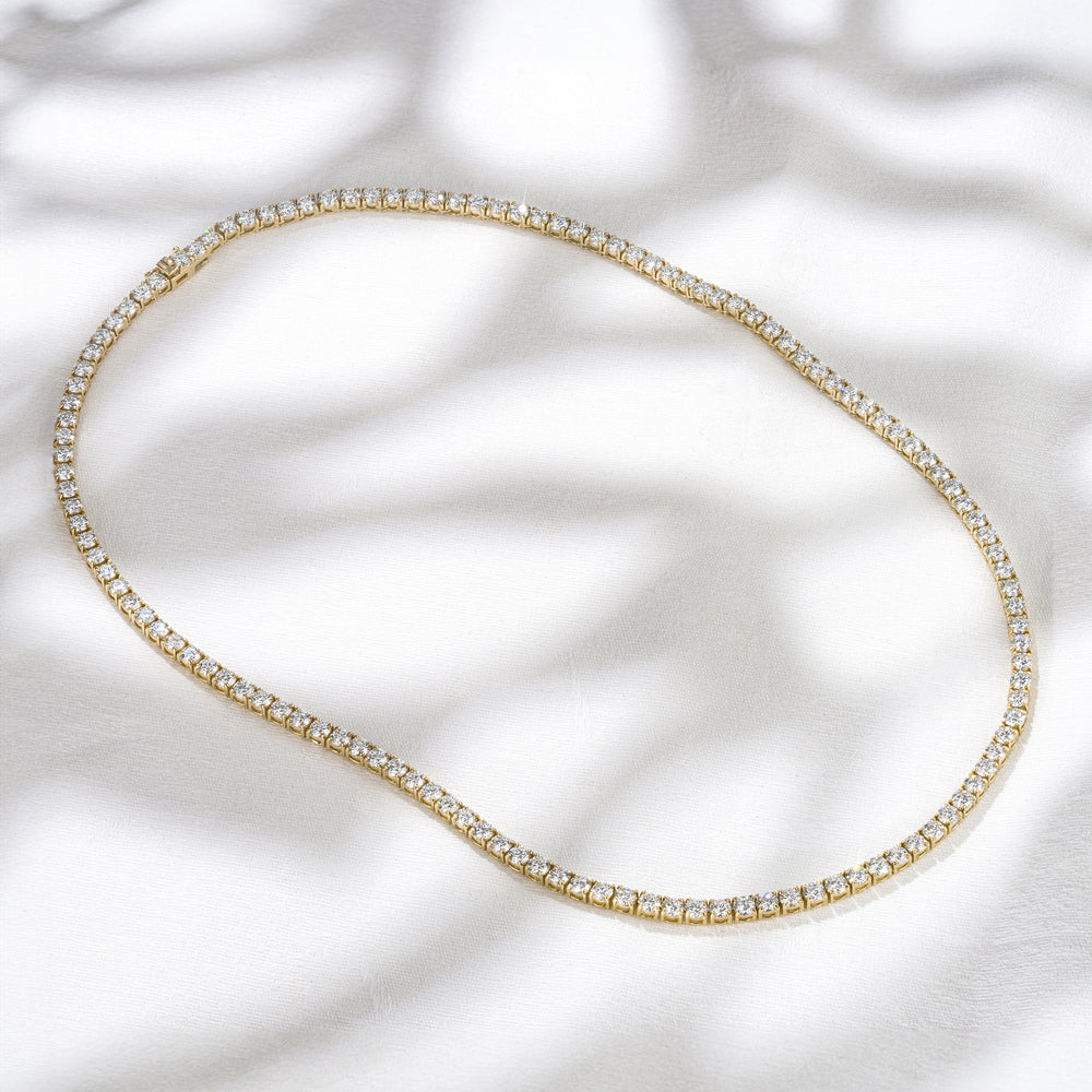 15.00ct Lab Diamond Tennis Necklace in 9K Yellow Gold F/VS