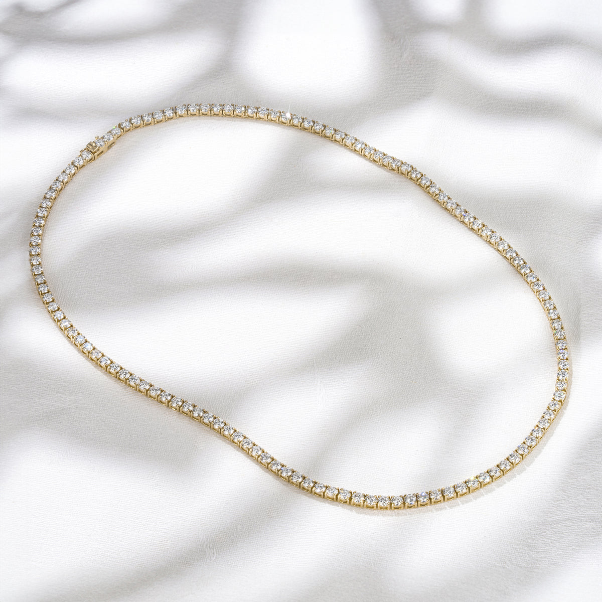 15.00ct Lab Diamond Tennis Necklace in 9K Yellow Gold F/VS