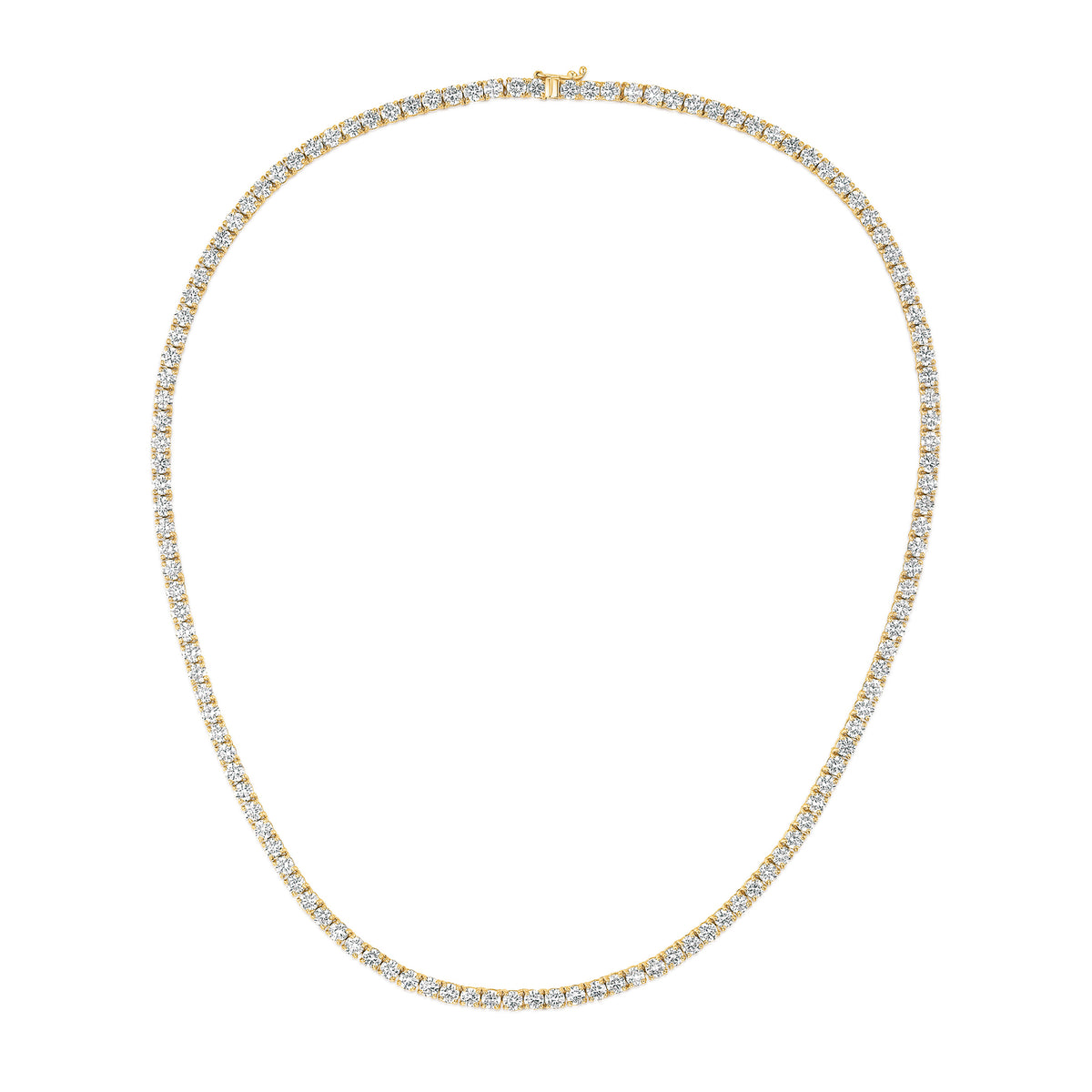 15.00ct Lab Diamond Tennis Necklace in 9K Yellow Gold F/VS