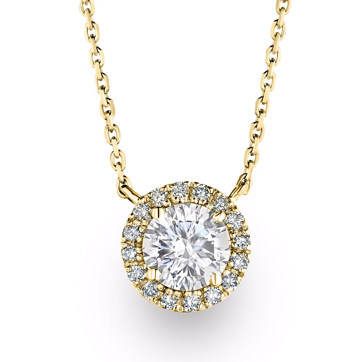 Lumia Lab Diamond Halo Necklace 1.30ct F/VS in 9K Gold