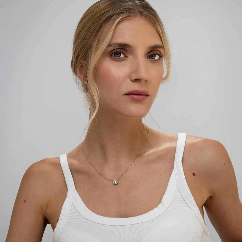 Lumia Lab Diamond Halo Necklace 0.70ct F/VS in 9K Gold
