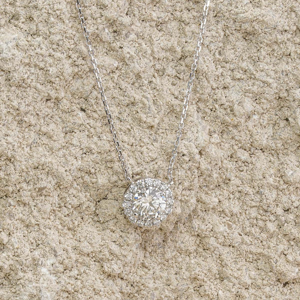 Lumia Lab Diamond Halo Necklace 1.30ct F/VS in 9K White Gold