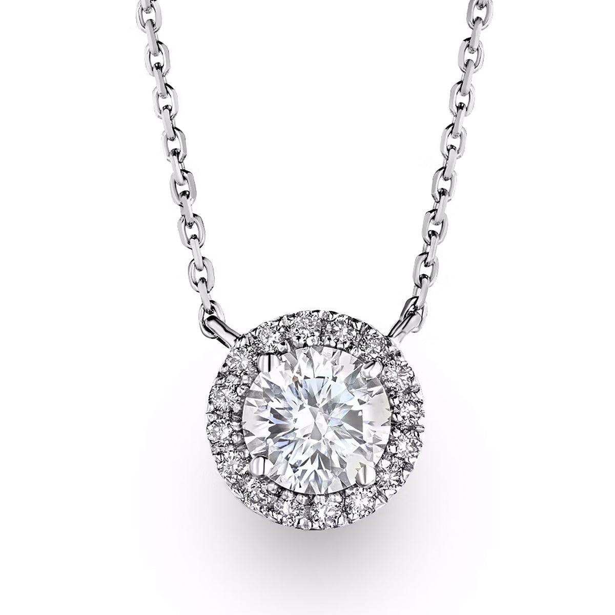 Lumia Lab Diamond Halo Necklace 1.30ct F/VS in 9K White Gold