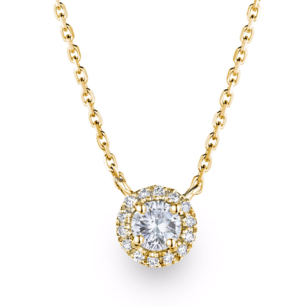 Lumia Lab Diamond Halo Necklace 0.40ct F/VS in 9K Gold