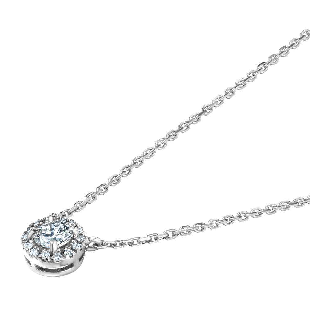 Lumia Lab Diamond Halo Necklace 0.40ct F/VS in 9K White Gold