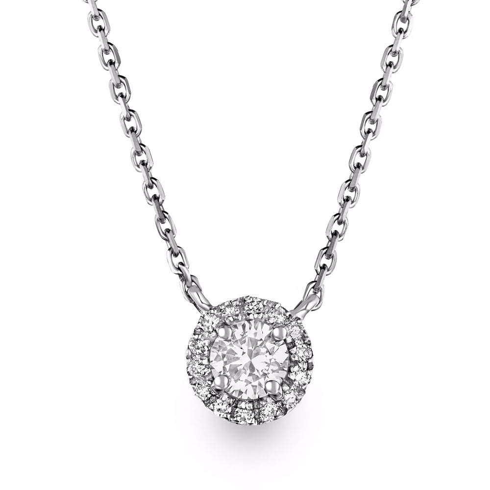 Lumia Lab Diamond Halo Necklace 0.40ct F/VS in 9K White Gold