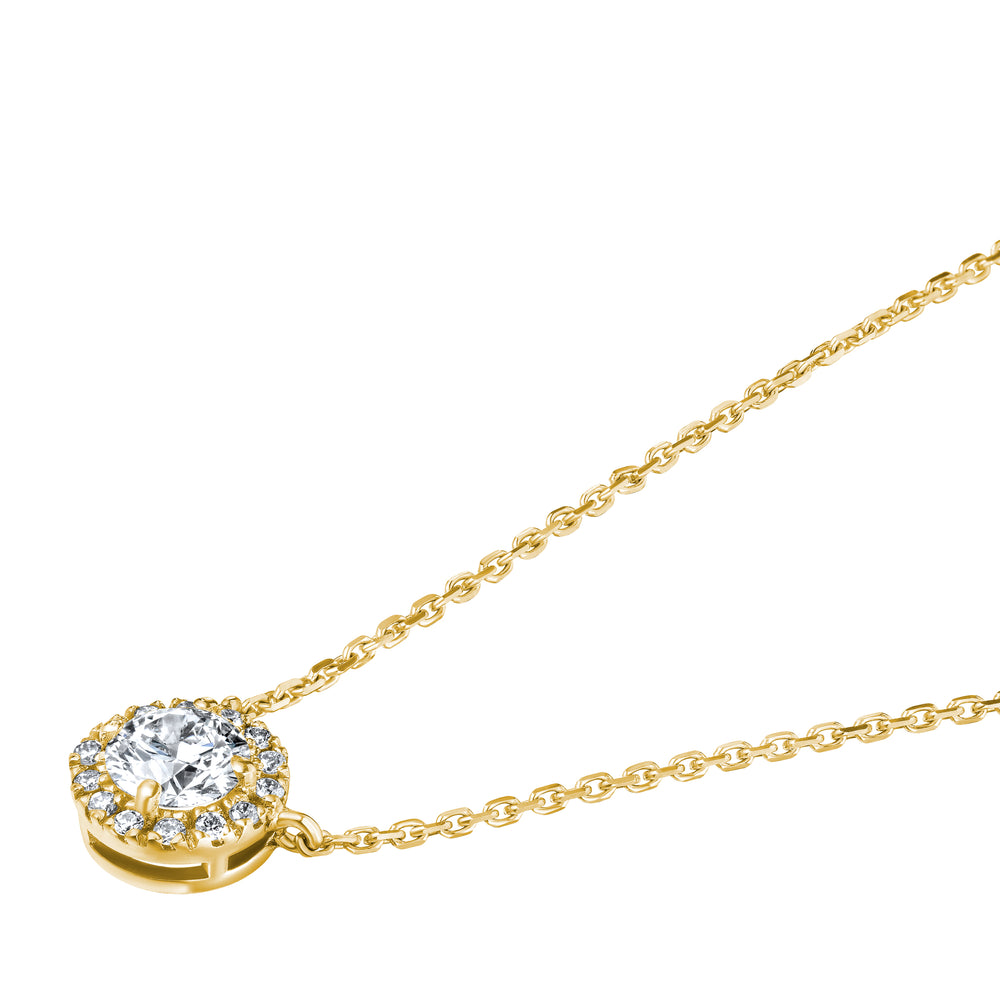 Lumia Lab Diamond Halo Necklace 0.70ct F/VS in 9K Gold