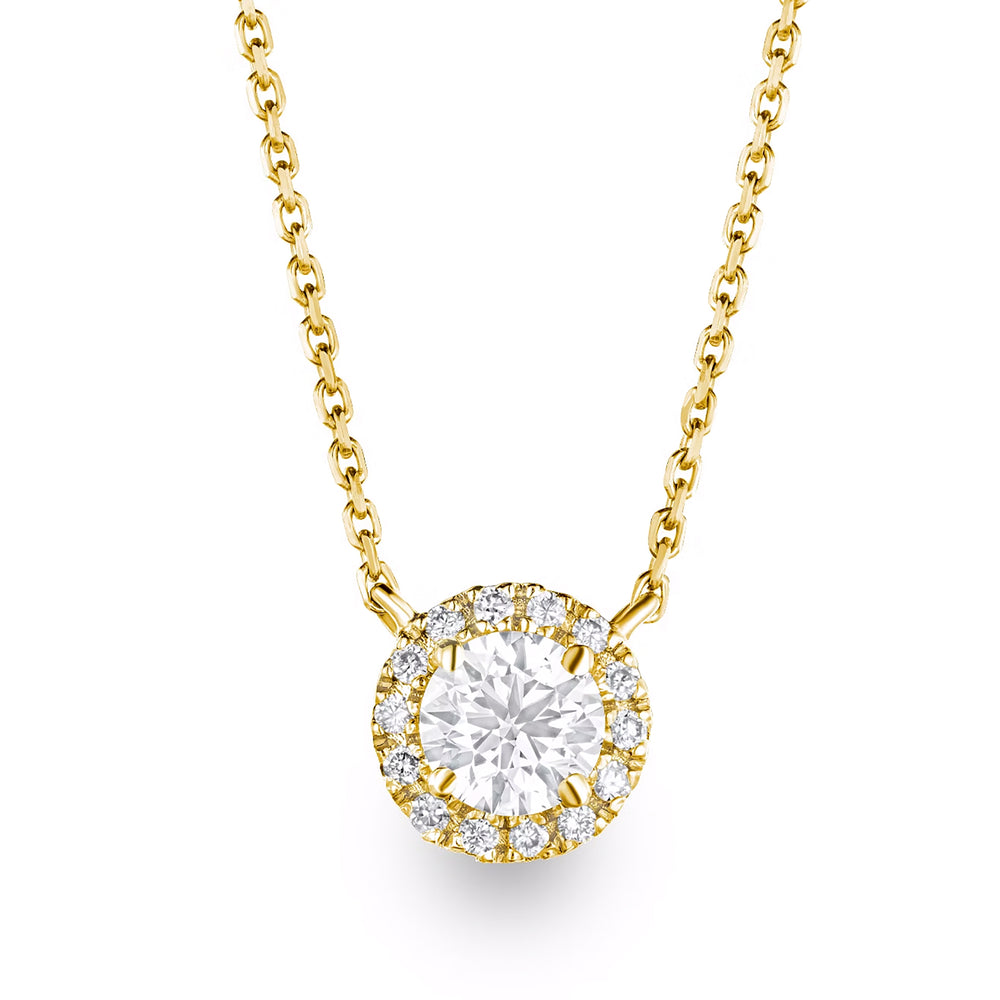 Lumia Lab Diamond Halo Necklace 0.70ct F/VS in 9K Gold