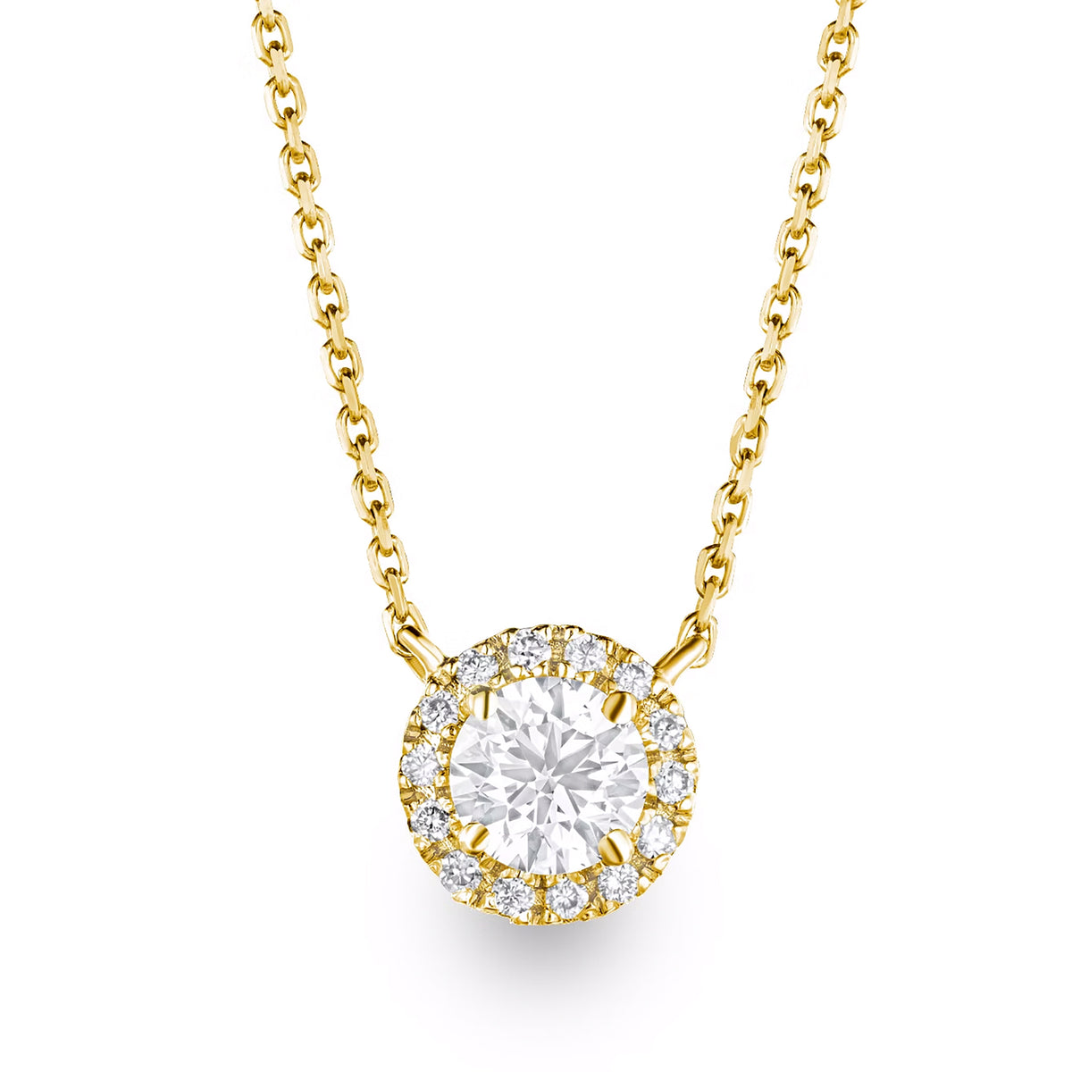 Lumia Lab Diamond Halo Necklace 0.70ct F/VS in 9K Gold