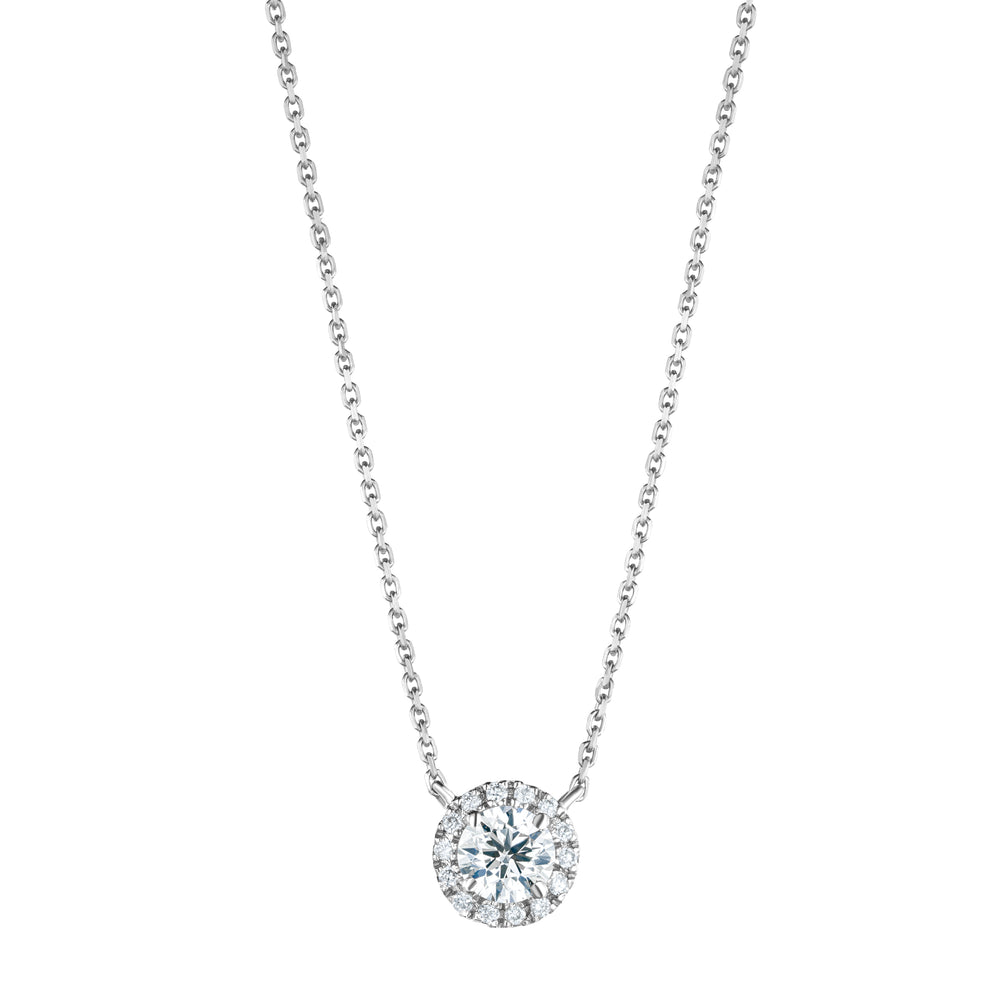 Lumia Lab Diamond Halo Necklace 0.70ct F/VS in 9K White Gold