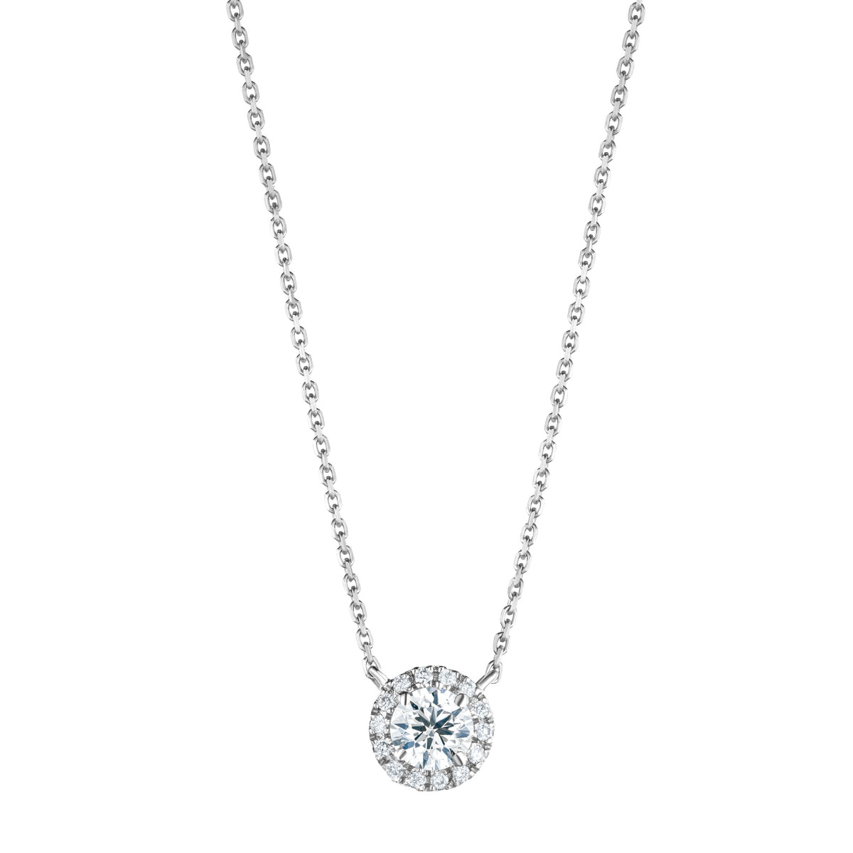 Lumia Lab Diamond Halo Necklace 0.70ct F/VS in 9K White Gold
