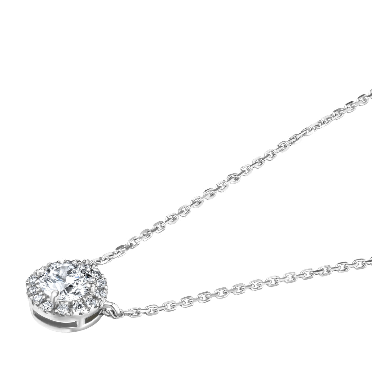 Lumia Lab Diamond Halo Necklace 0.70ct F/VS in 9K White Gold