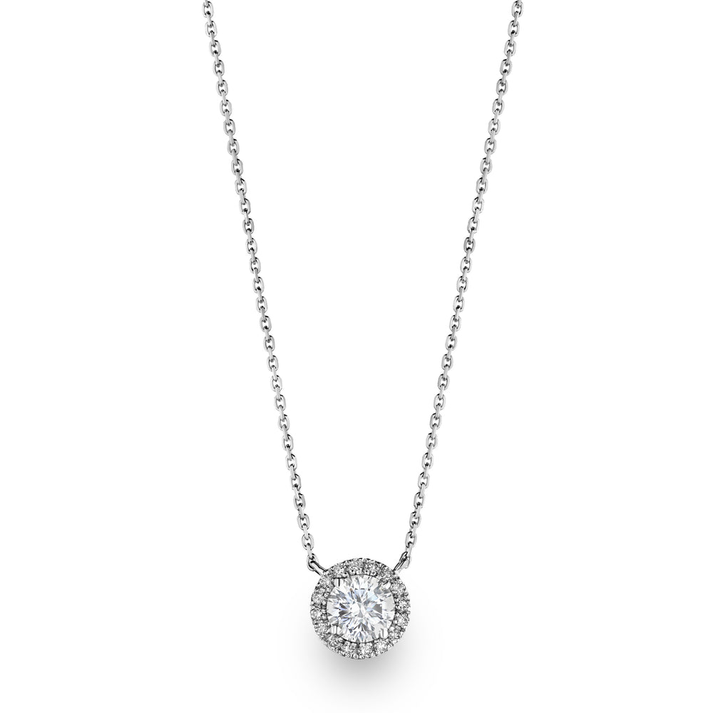 Lumia Lab Diamond Halo Necklace 1.00ct F/VS in 9K White Gold