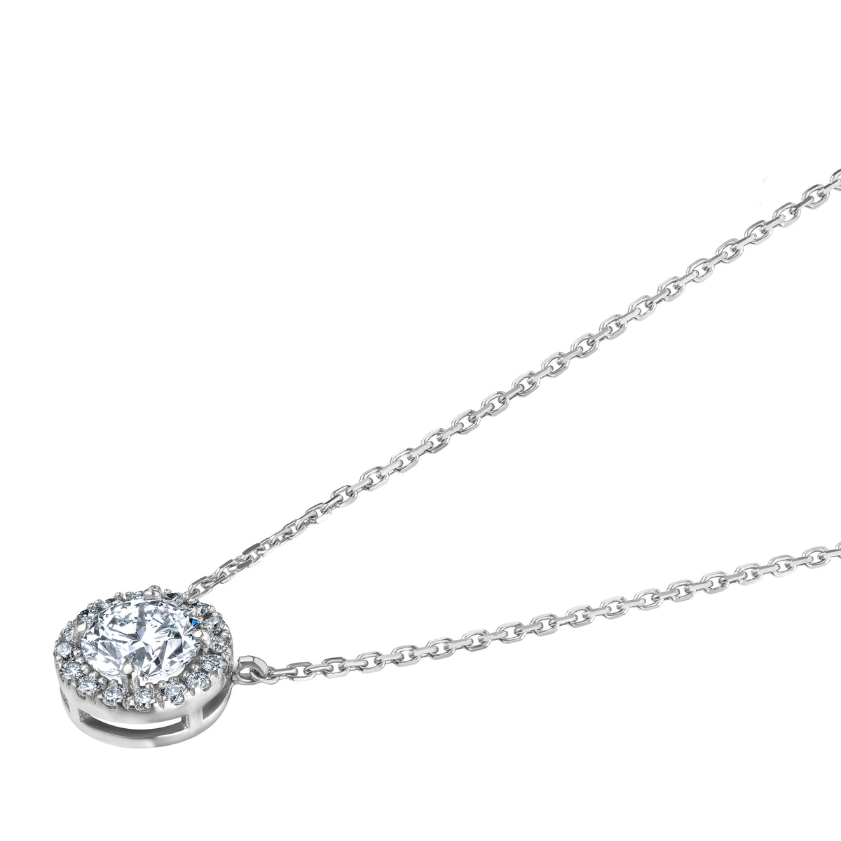Lumia Lab Diamond Halo Necklace 1.30ct F/VS in 9K White Gold