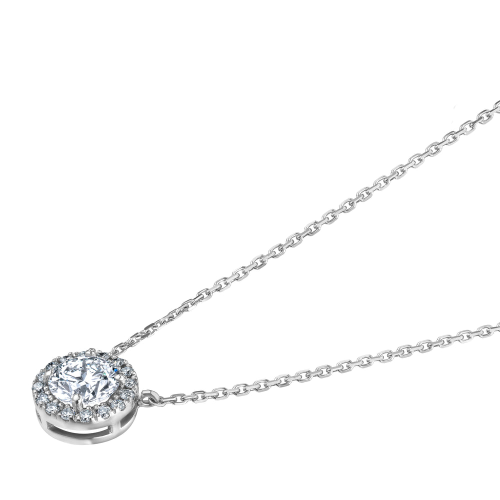 Lumia Lab Diamond Halo Necklace 1.00ct F/VS in 9K White Gold