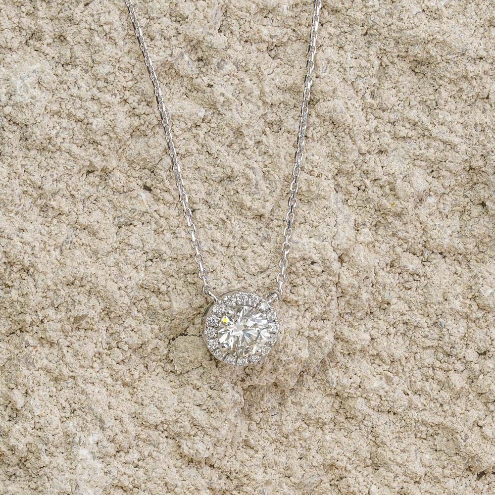 Lumia Lab Diamond Halo Necklace 1.00ct F/VS in 9K White Gold