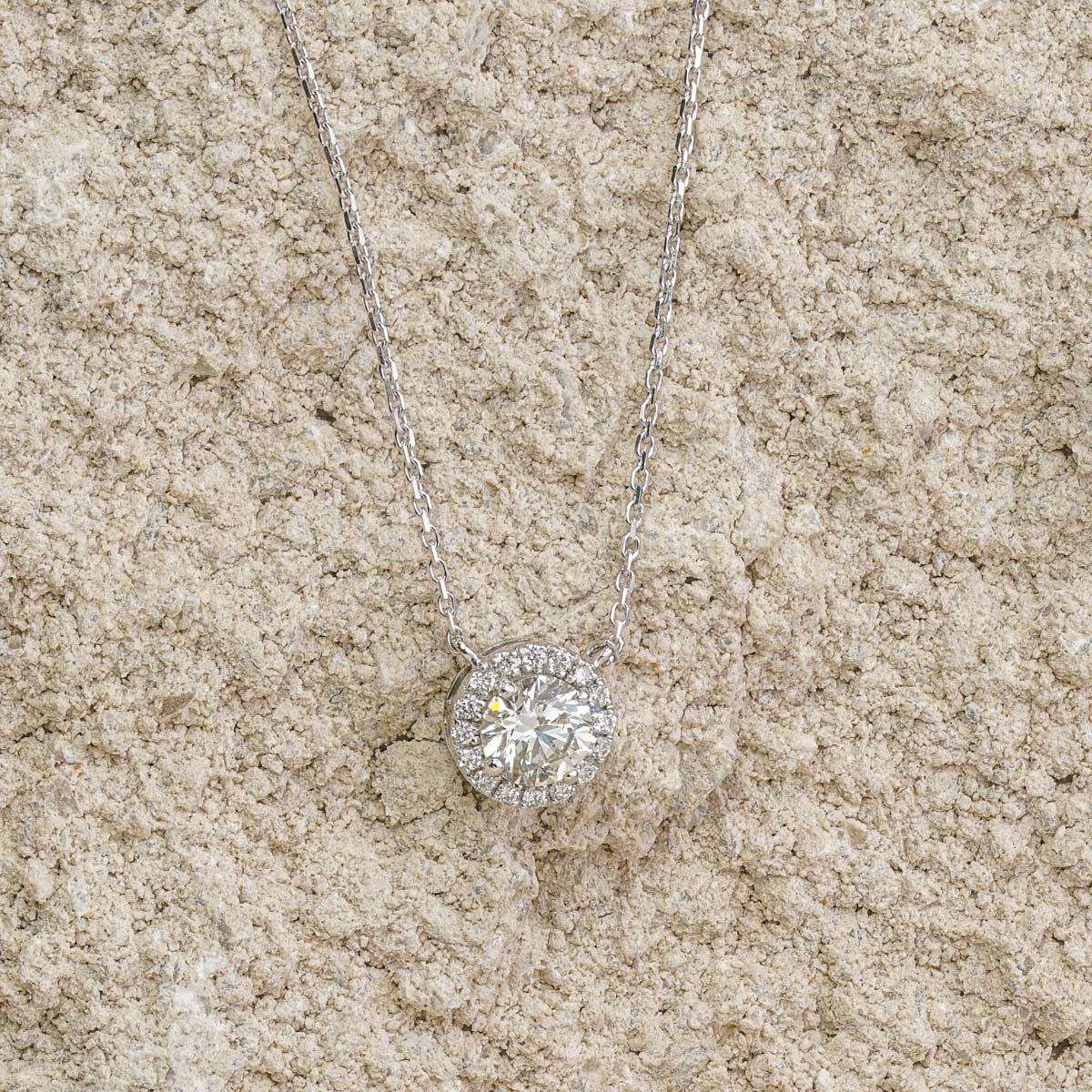 Lumia Lab Diamond Halo Necklace 1.00ct F/VS in 9K White Gold