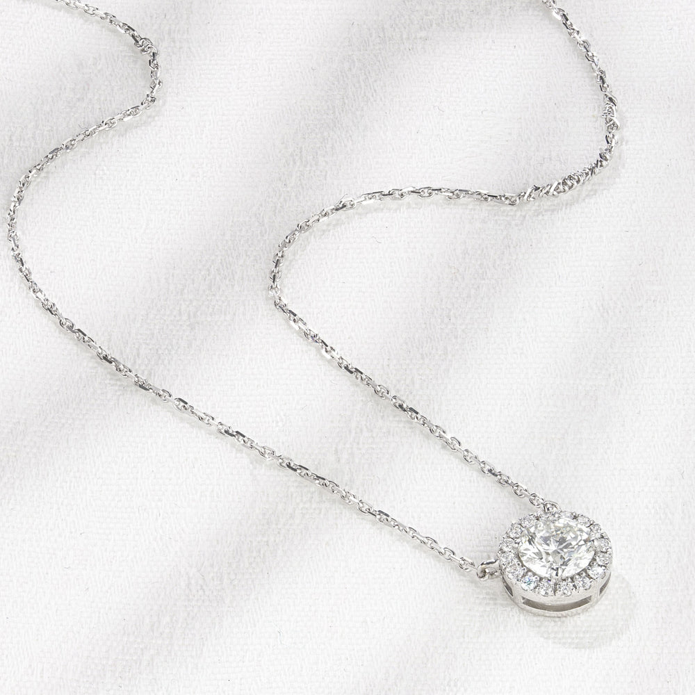Lumia Lab Diamond Halo Necklace 1.00ct F/VS in 9K White Gold
