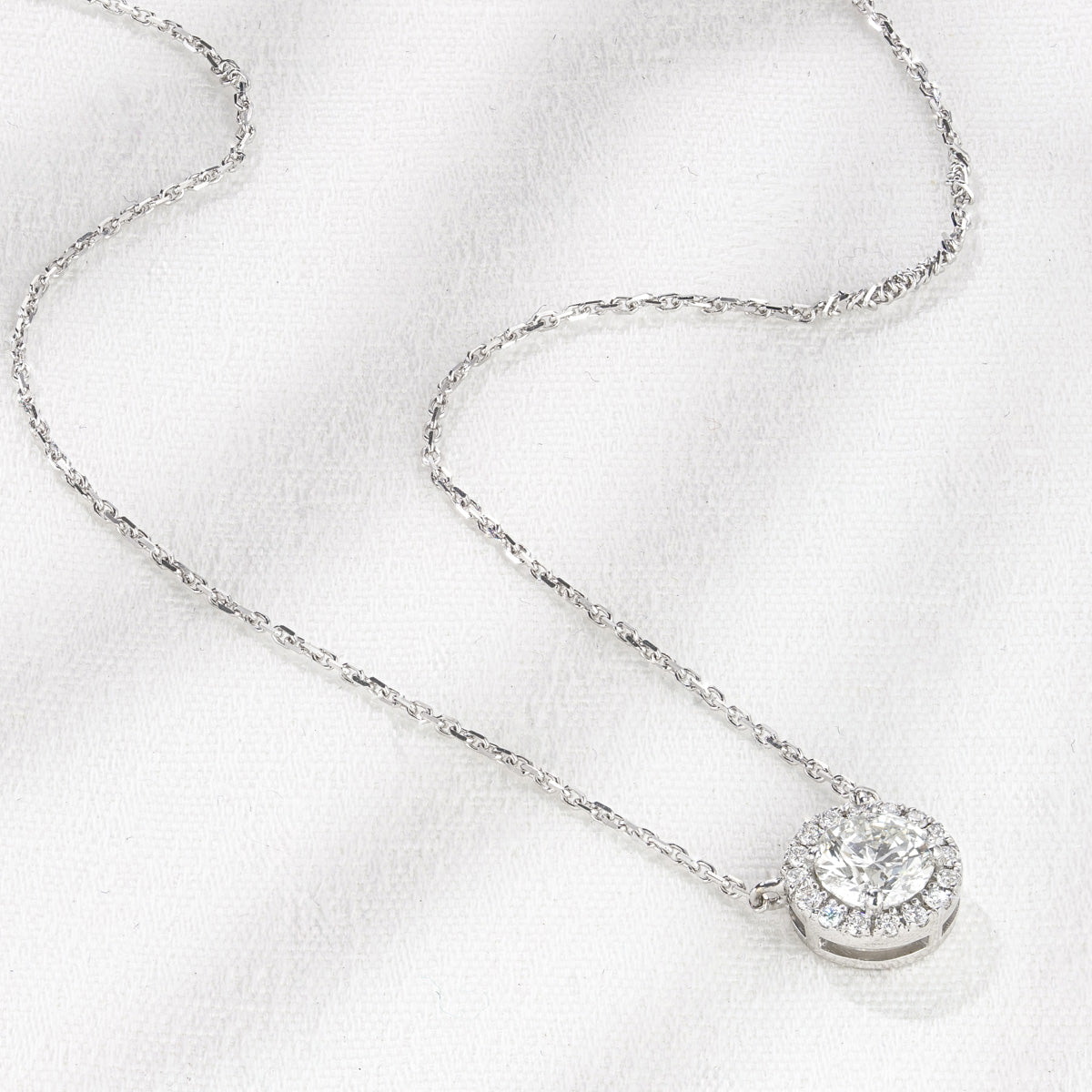 Lumia Lab Diamond Halo Necklace 1.00ct F/VS in 9K White Gold