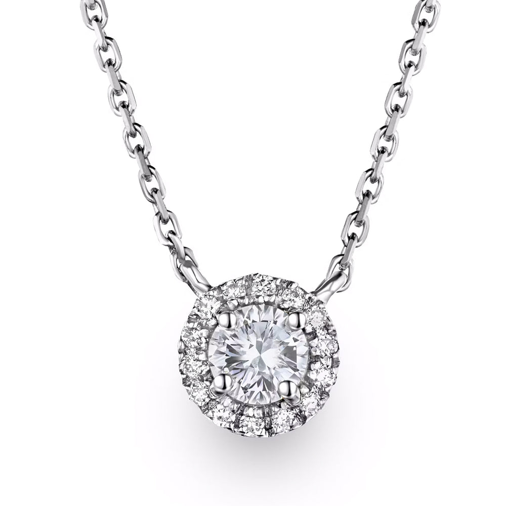 Lumia Lab Diamond Halo Necklace 1.00ct F/VS in 9K White Gold