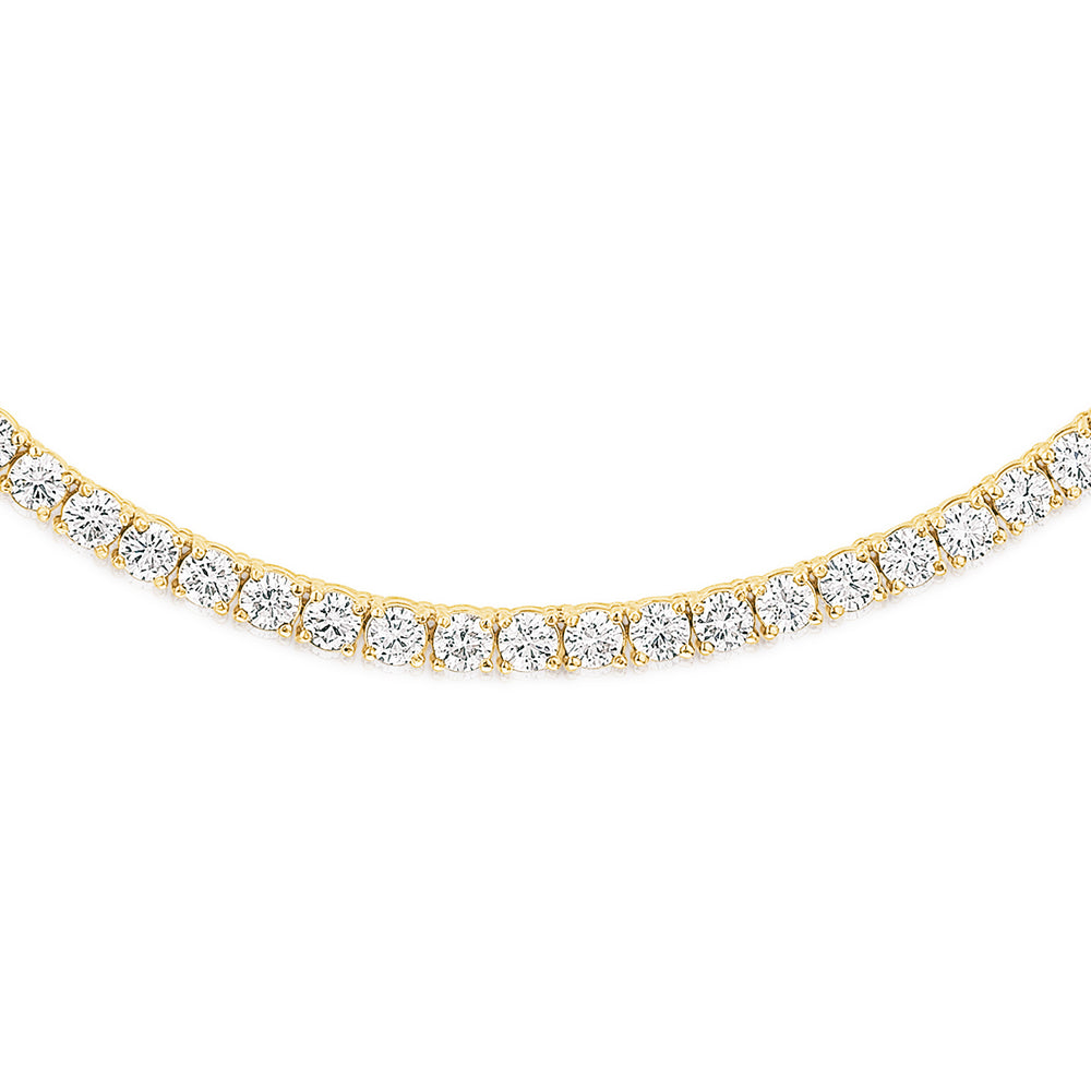 10.00ct Lab Diamond Tennis Necklace 3/4 Set in 9K Yellow Gold F/VS
