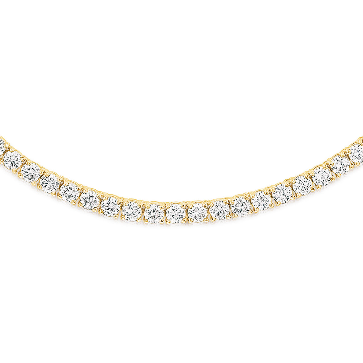 10.00ct Lab Diamond Tennis Necklace 3/4 Set in 9K Yellow Gold F/VS
