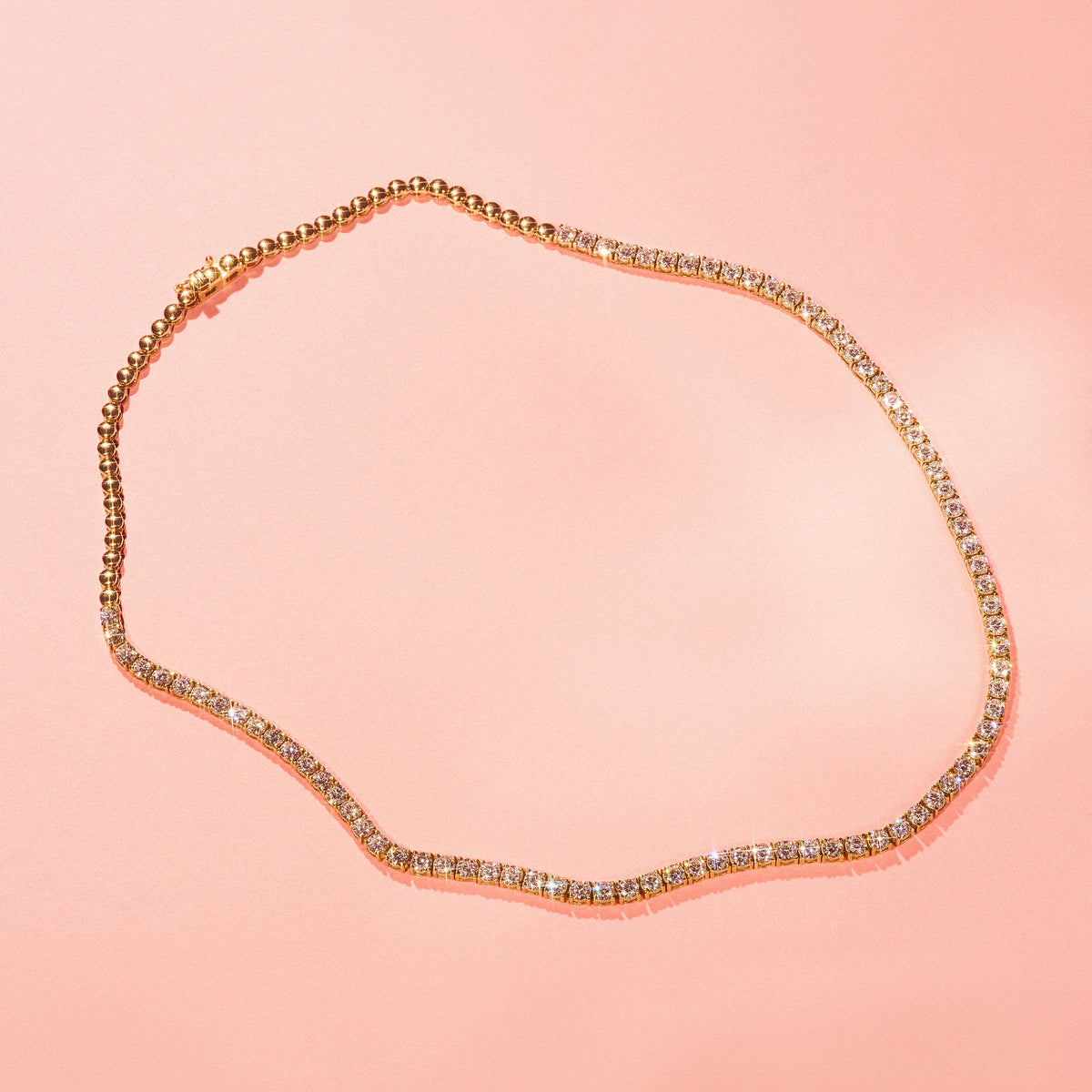 10.00ct Lab Diamond Tennis Necklace in 9K Yellow Gold F/VS